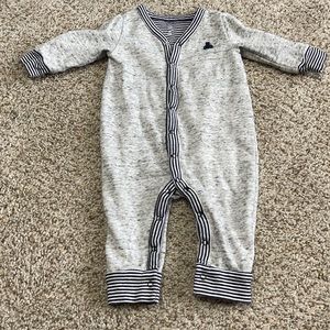 Baby Gap Navy Blue and Grey Marled Sweatshirt Romper